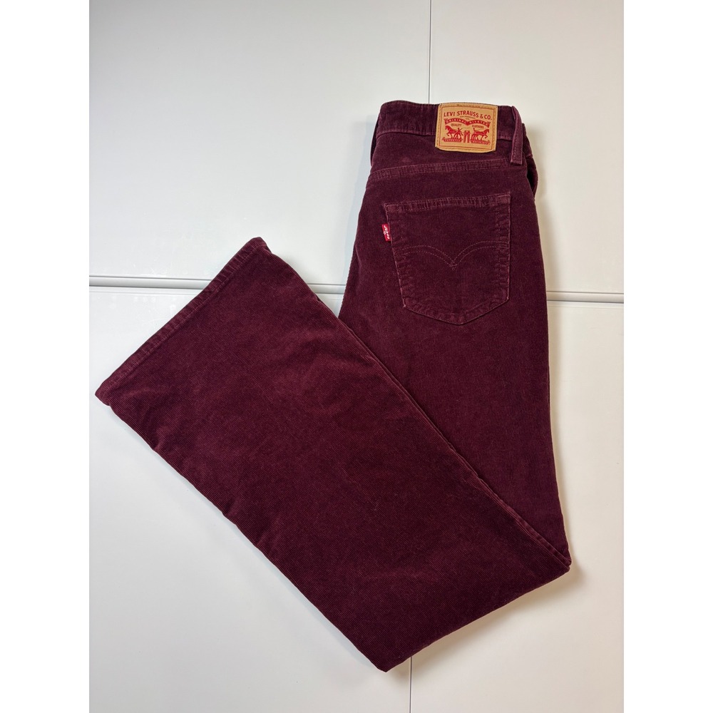 Levi's 726 Flare Pants Womens 28x30 Burgundy Corduroy High Rise Stretch